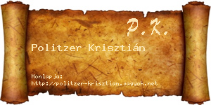 Politzer Krisztián névjegykártya